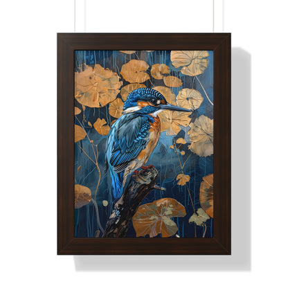 Framed Paper Print - Golden Leaves Kingfisher