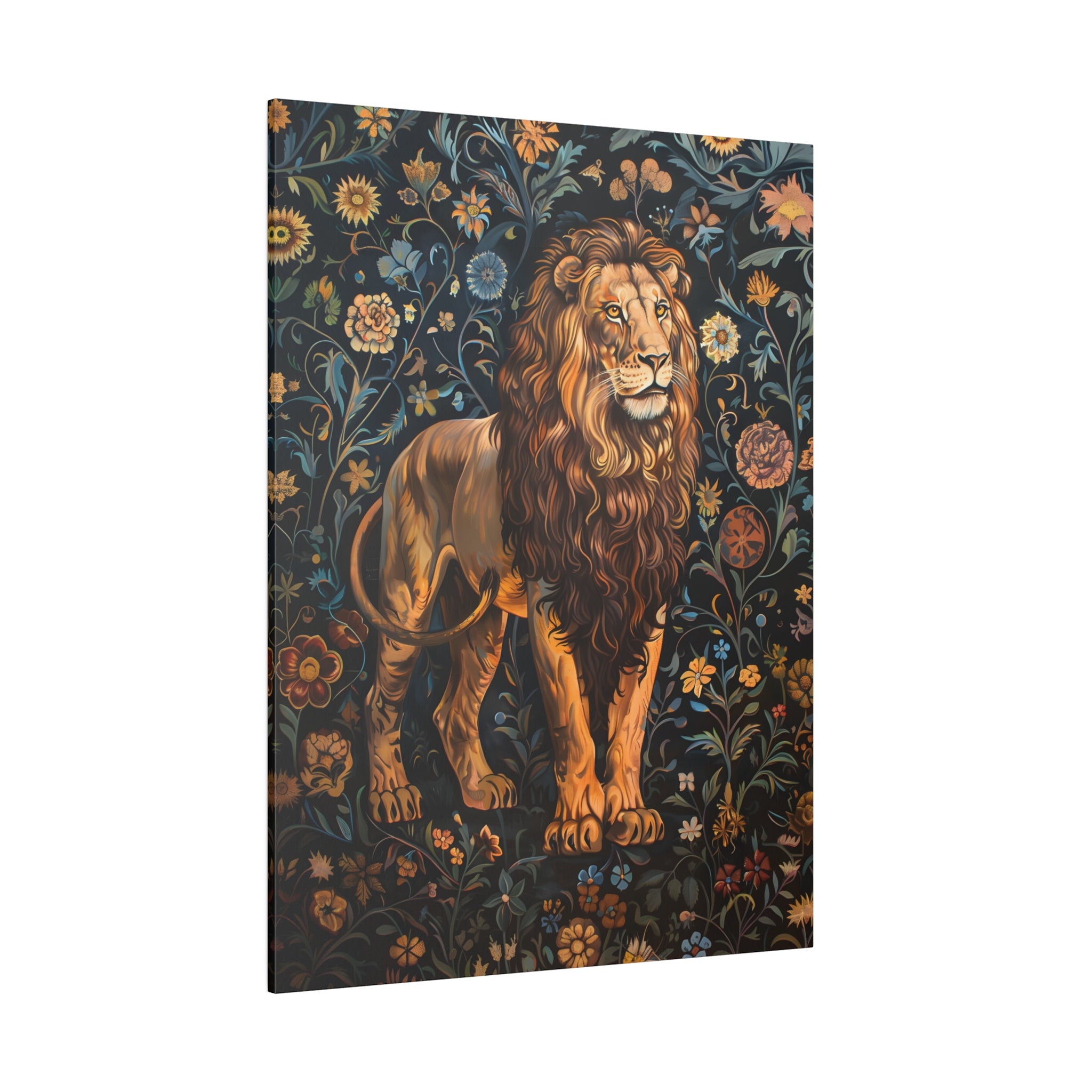 .75&quot; Matte Canvas - Majestic Floral Lion