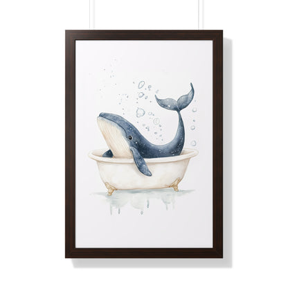 Framed Paper Print - Whale Tub Bubble Splash