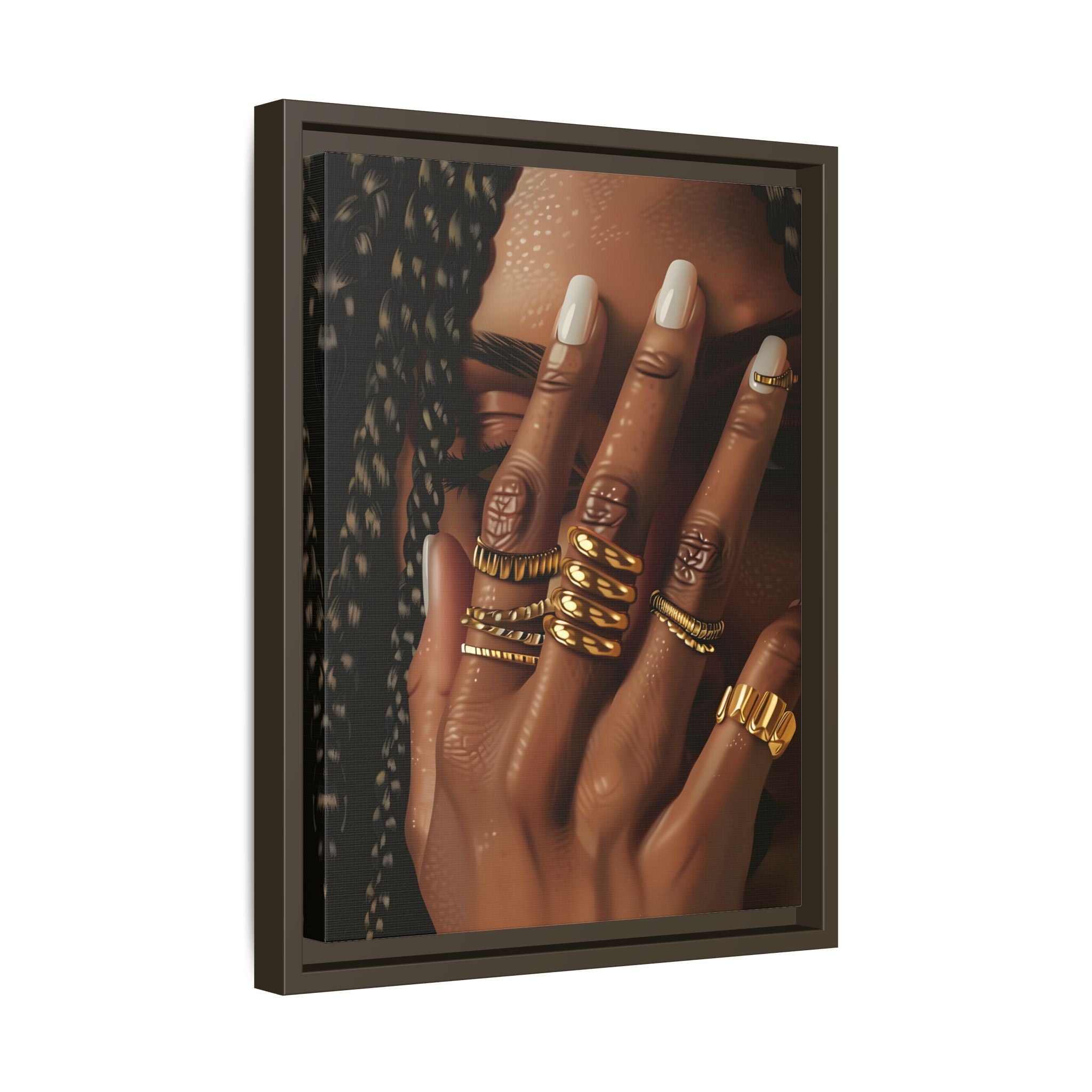Framed Canvas - Braided Golden Ring Beauty
