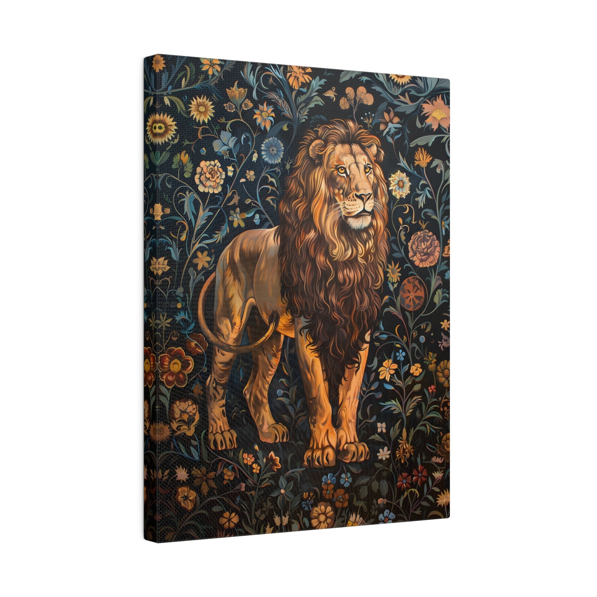 .75&quot; Matte Canvas - Majestic Floral Lion