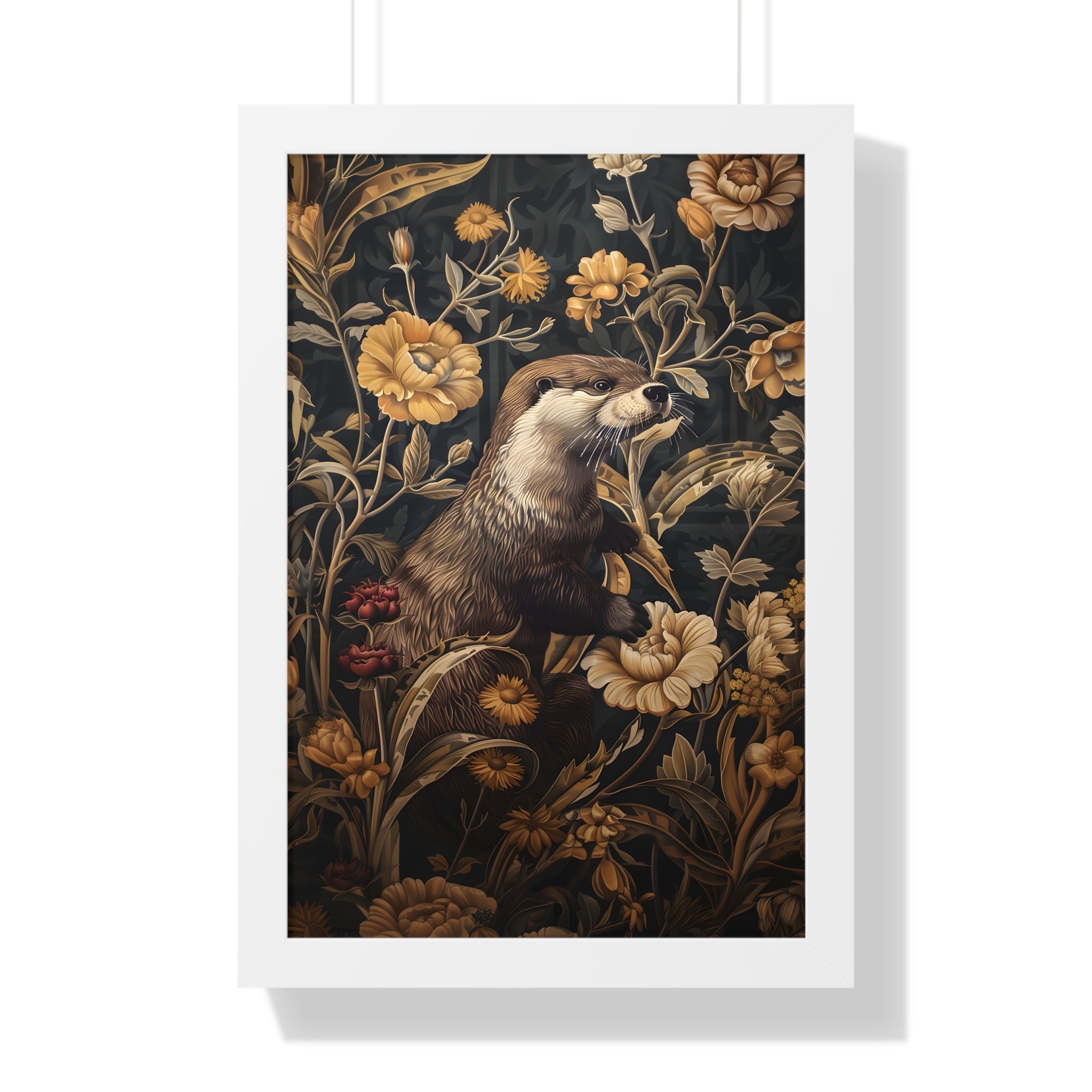 Framed Paper Print - Otter in Floral Paradise