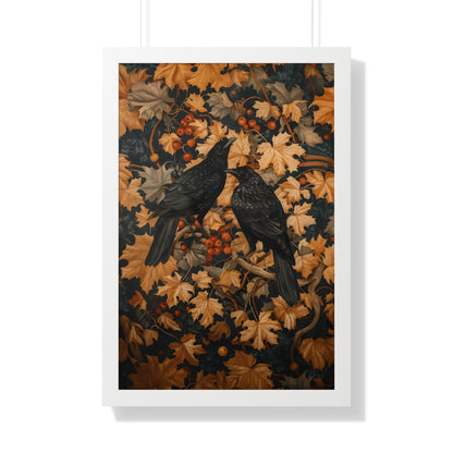 Framed Paper Print - Autumn Rooks in Golden Leaves