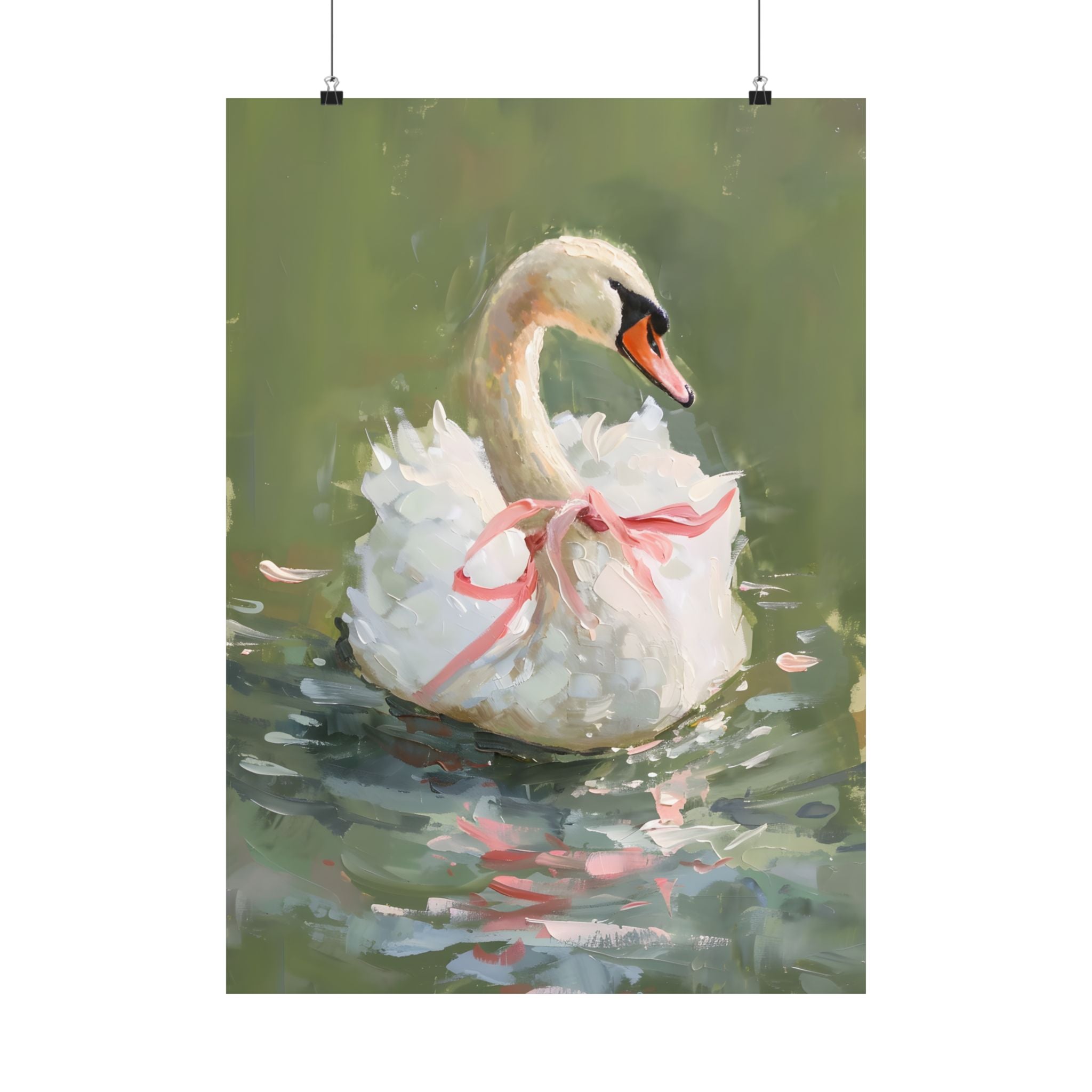 Ballet Swan in Pink Bow