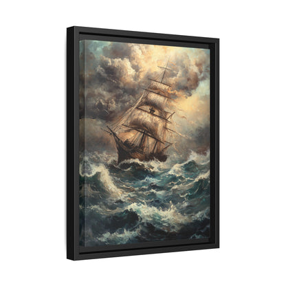 Framed Canvas - Stormy Voyage Sailing Ship