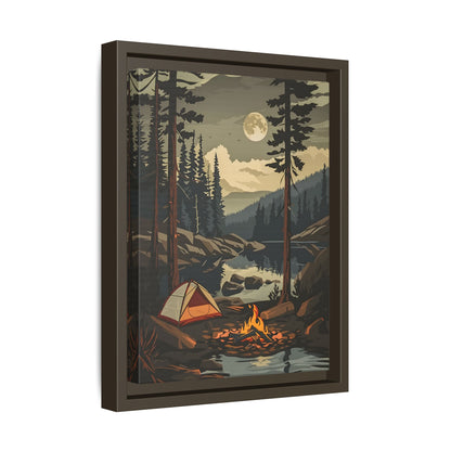 Framed Canvas - Moonlit Campfire Escape
