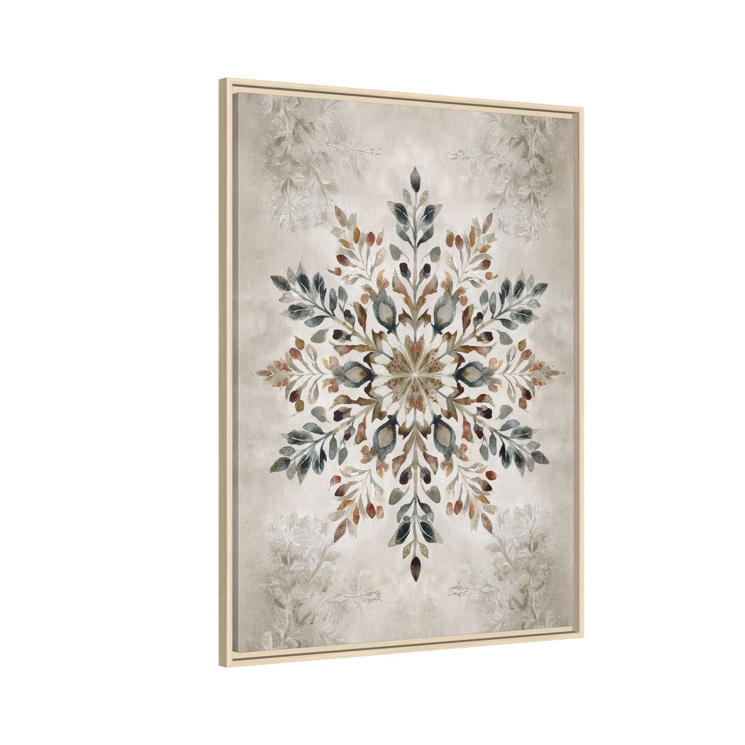 Framed Canvas - Nordic Botanical Snowflake