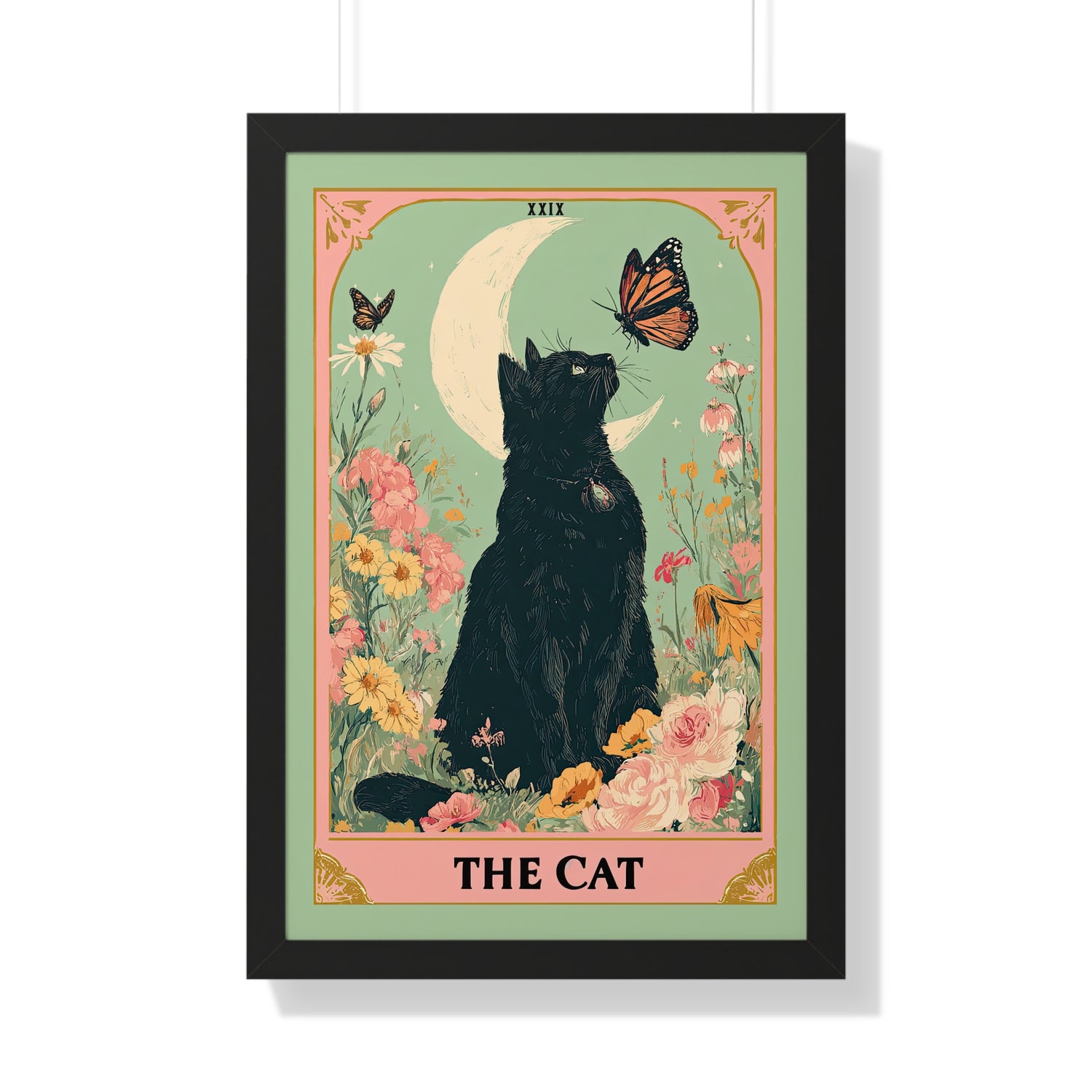 Framed Paper Print - Moonlight Familiar Tarot Cat