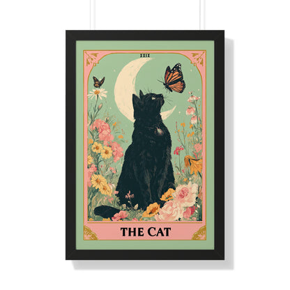 Framed Paper Print - Moonlight Familiar Tarot Cat