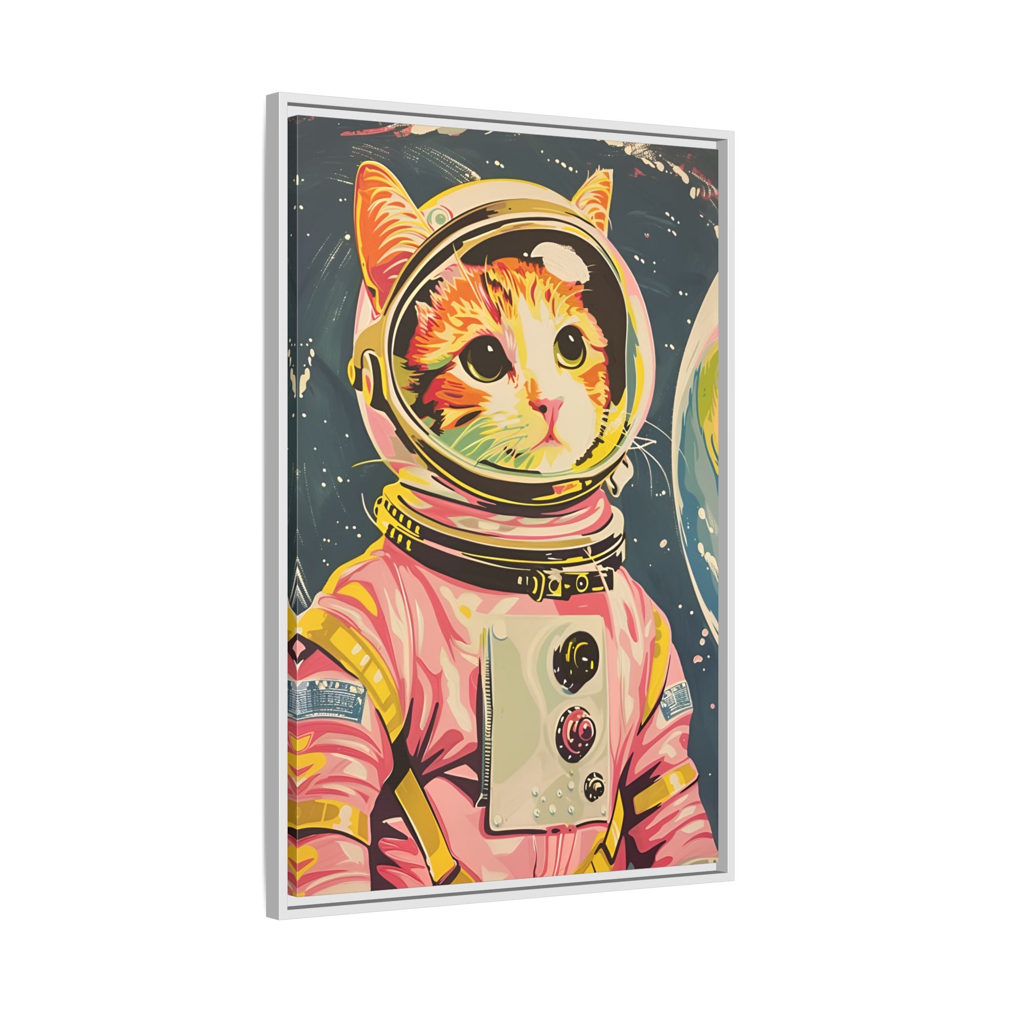 Framed Canvas - Catstronaut Pink Mission