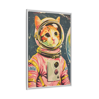 Framed Canvas - Catstronaut Pink Mission