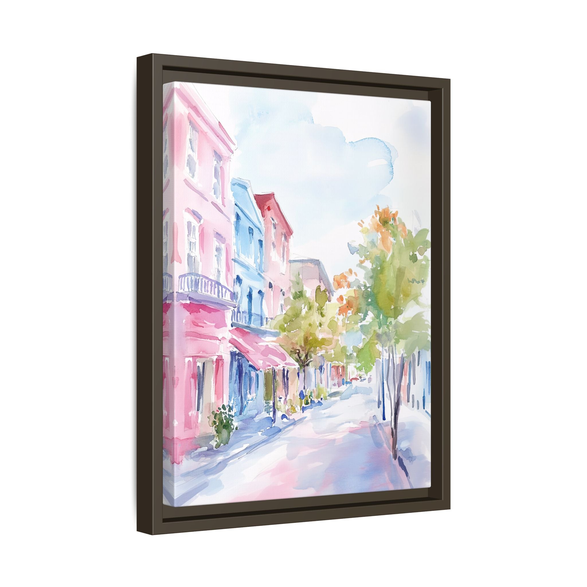 Framed Canvas - Pastel Charleston Street Scene