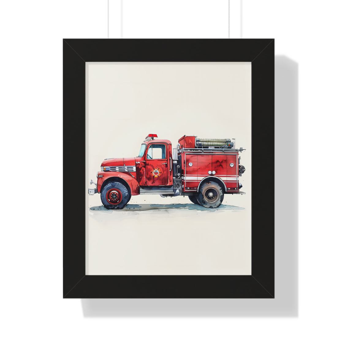 Framed Paper Print - Vintage Firetruck Nursery