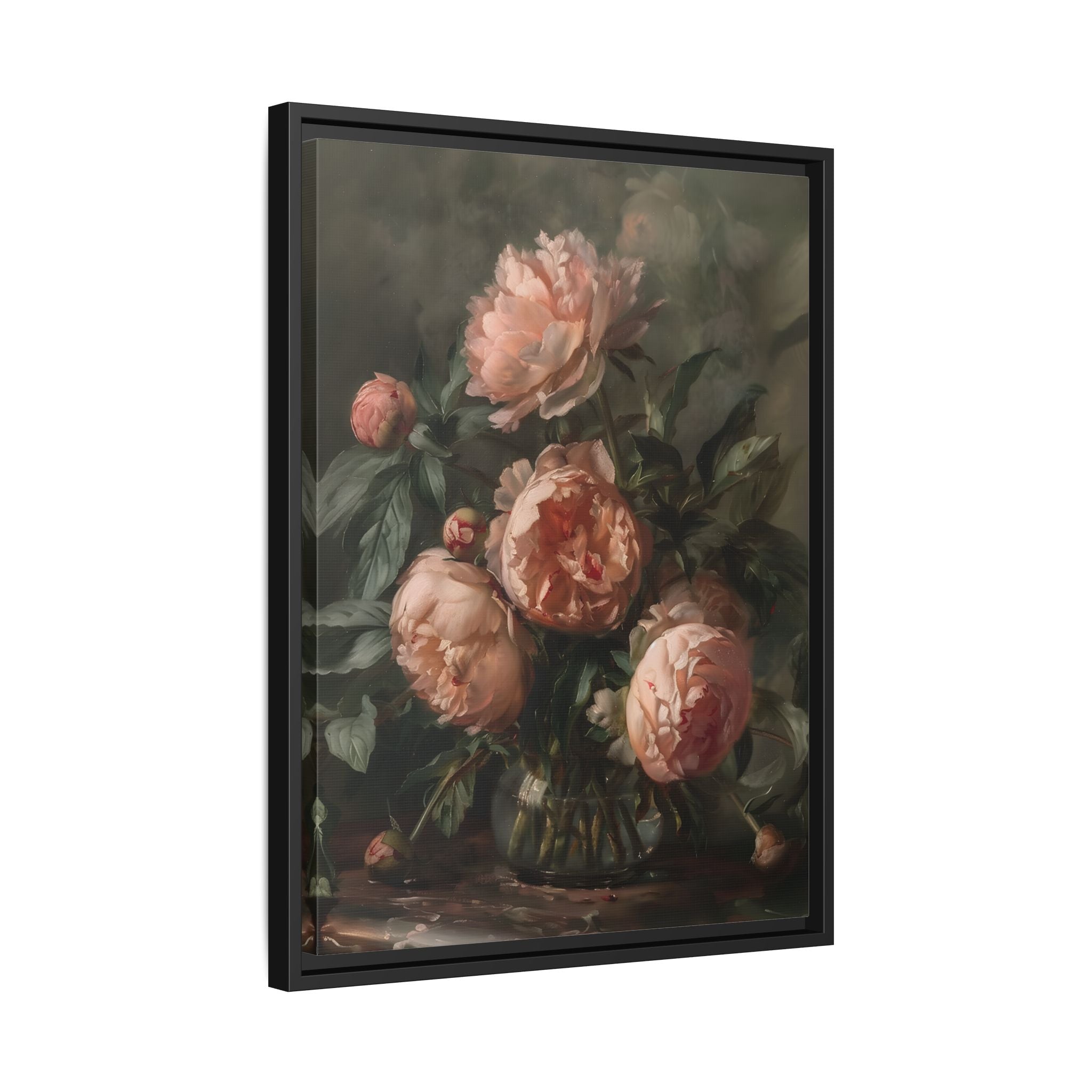 Framed Canvas - Vintage Blush Peony Bouquet