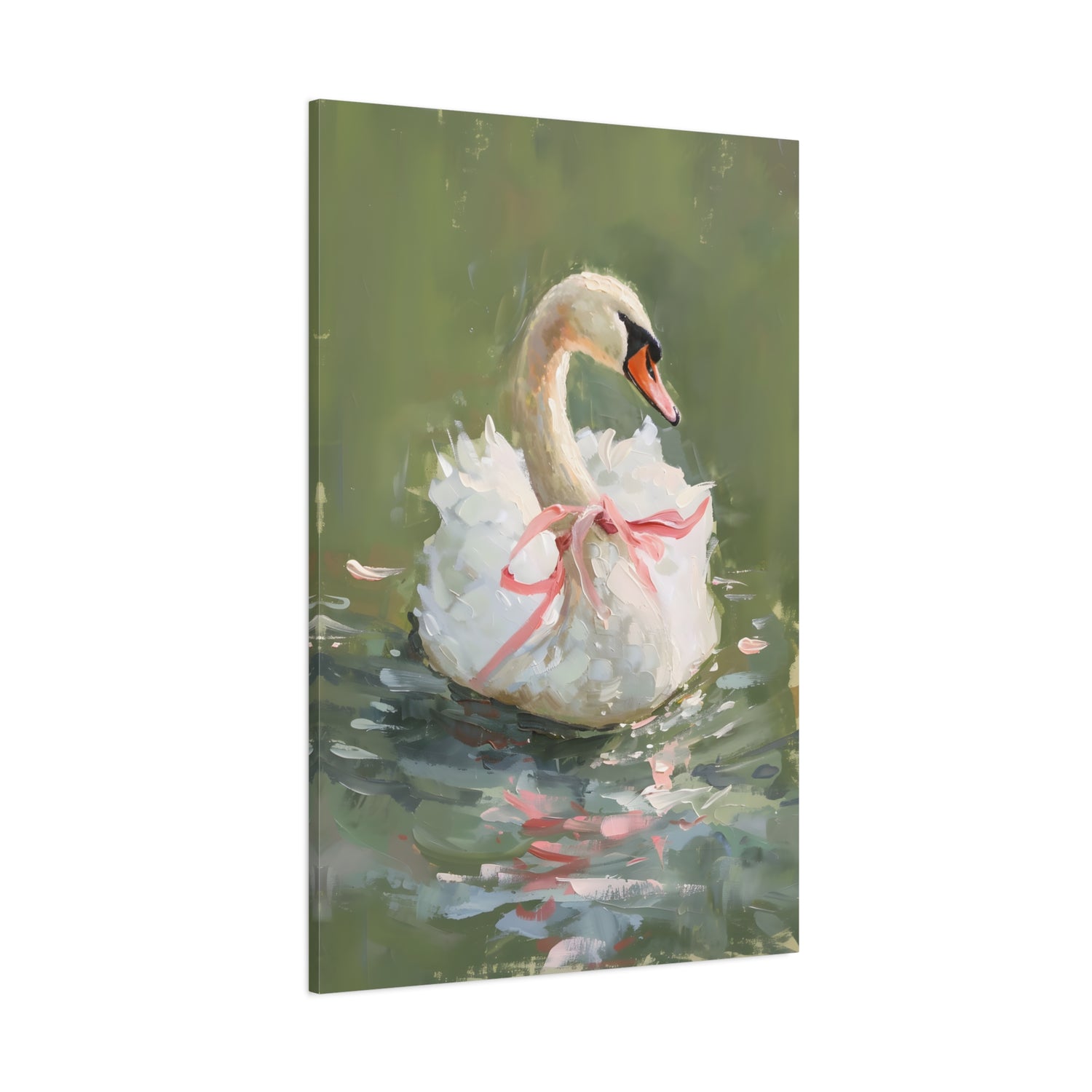 1.25" Matte Canvas - Ballet Swan in Pink Bow