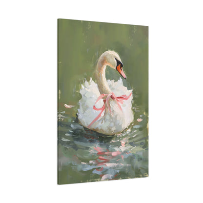1.25" Matte Canvas - Ballet Swan in Pink Bow