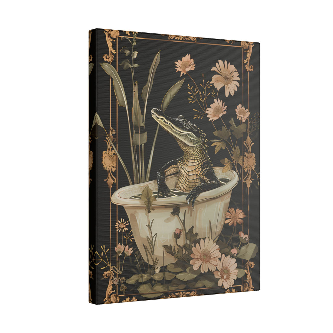 .75&quot; Matte Canvas - Crocodile in Bloom Bath Bliss