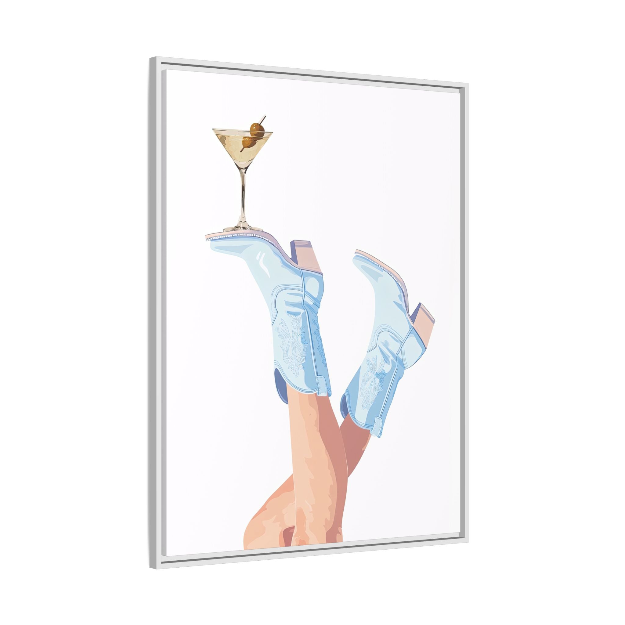 Framed Canvas - Boots Up, Cheers Babe