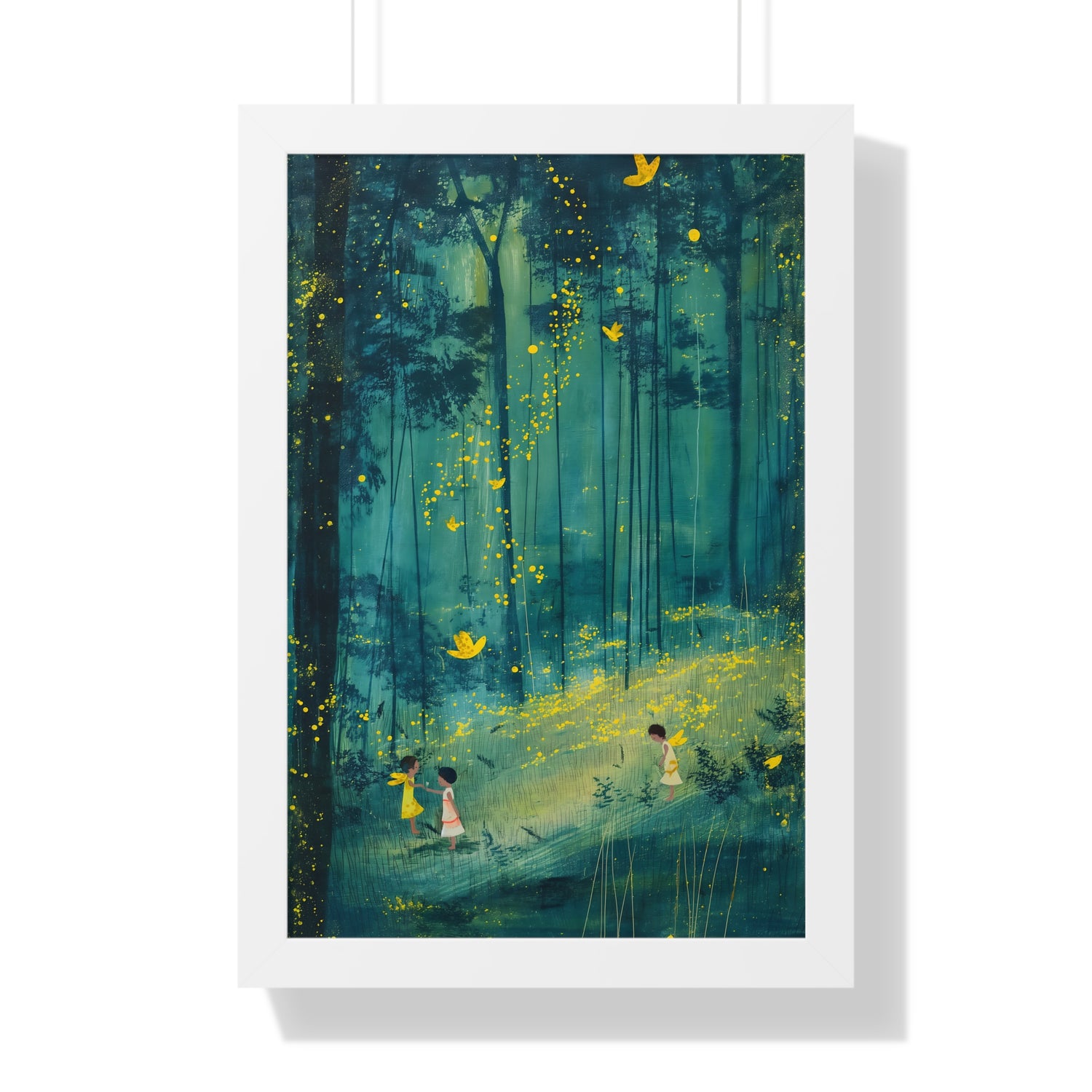 Framed Paper Print - Enchanted Firefly Forest