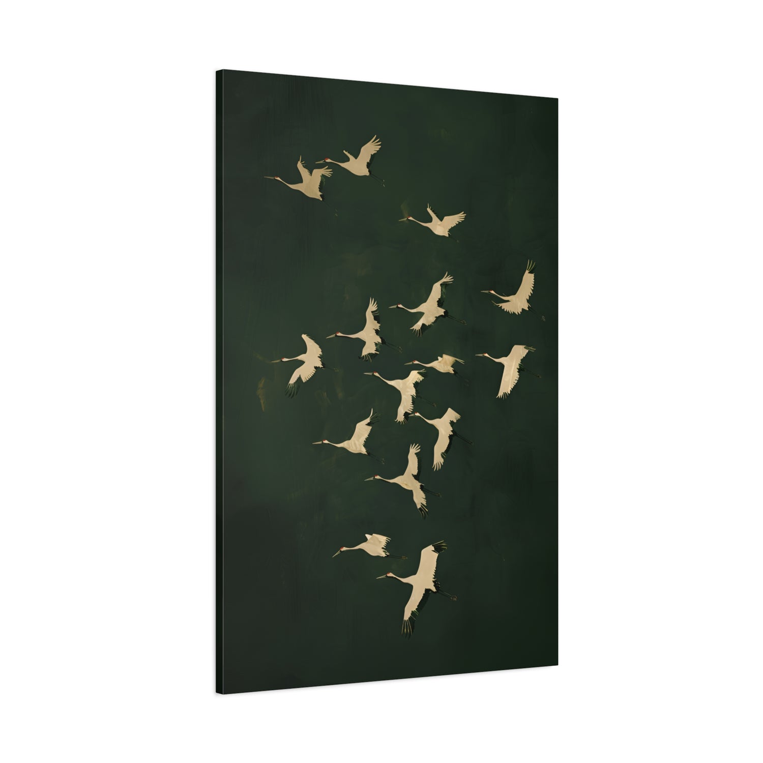 1.25" Matte Canvas - Emerald Sky Japanese Cranes