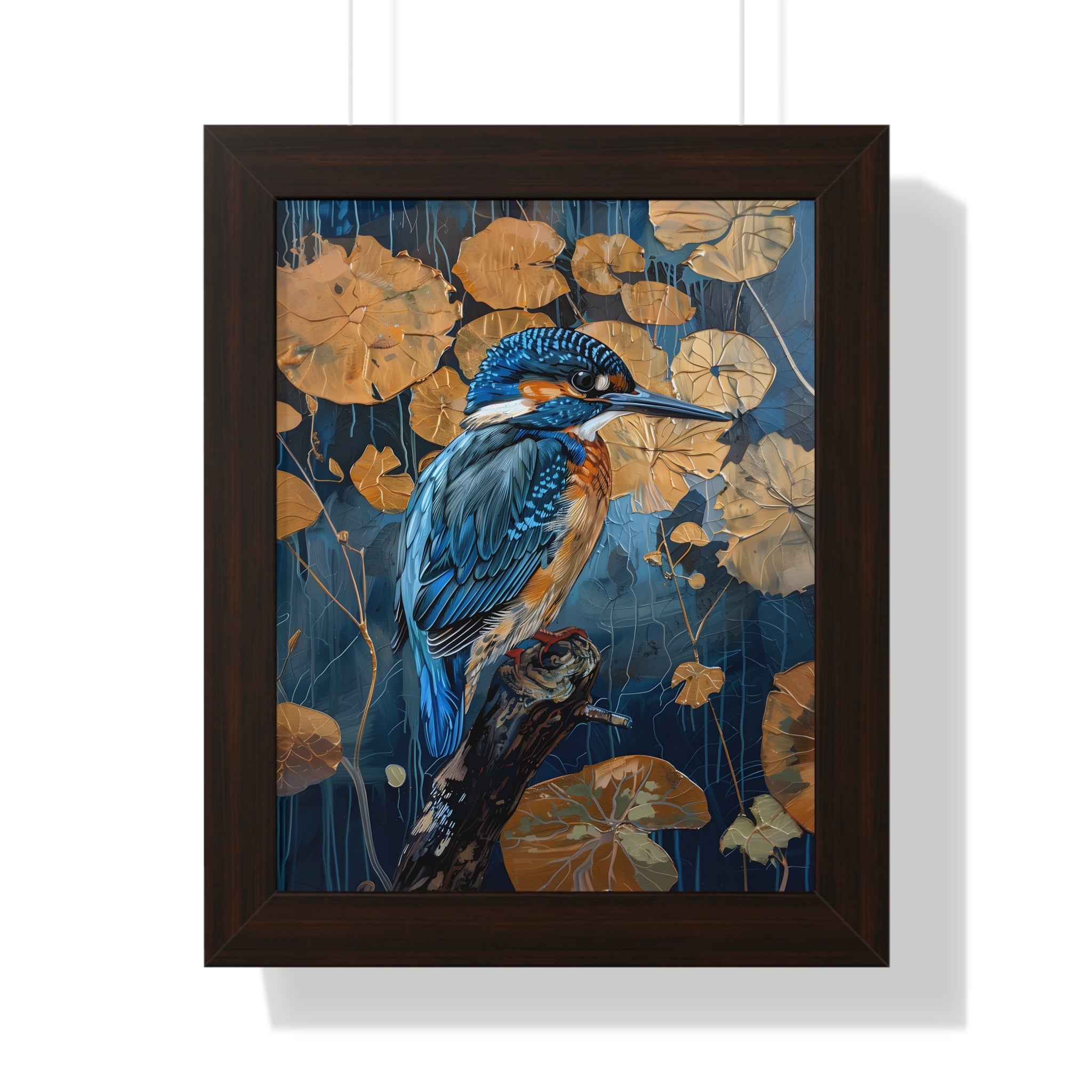 Framed Paper Print - Golden Leaves Kingfisher