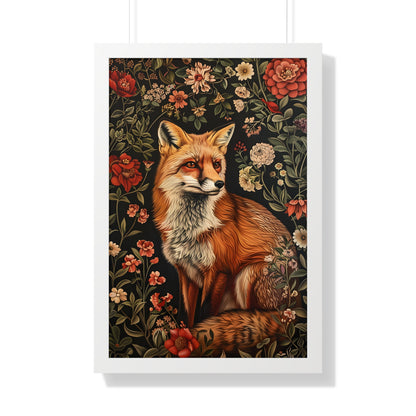 Framed Paper Print - Fox Amongst Floral Whimsy