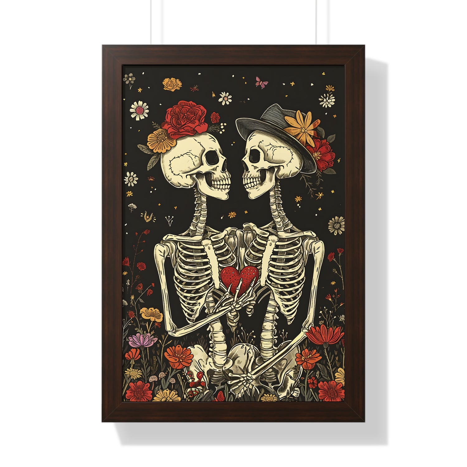 Framed Paper Print - Eternal Love Skeletons