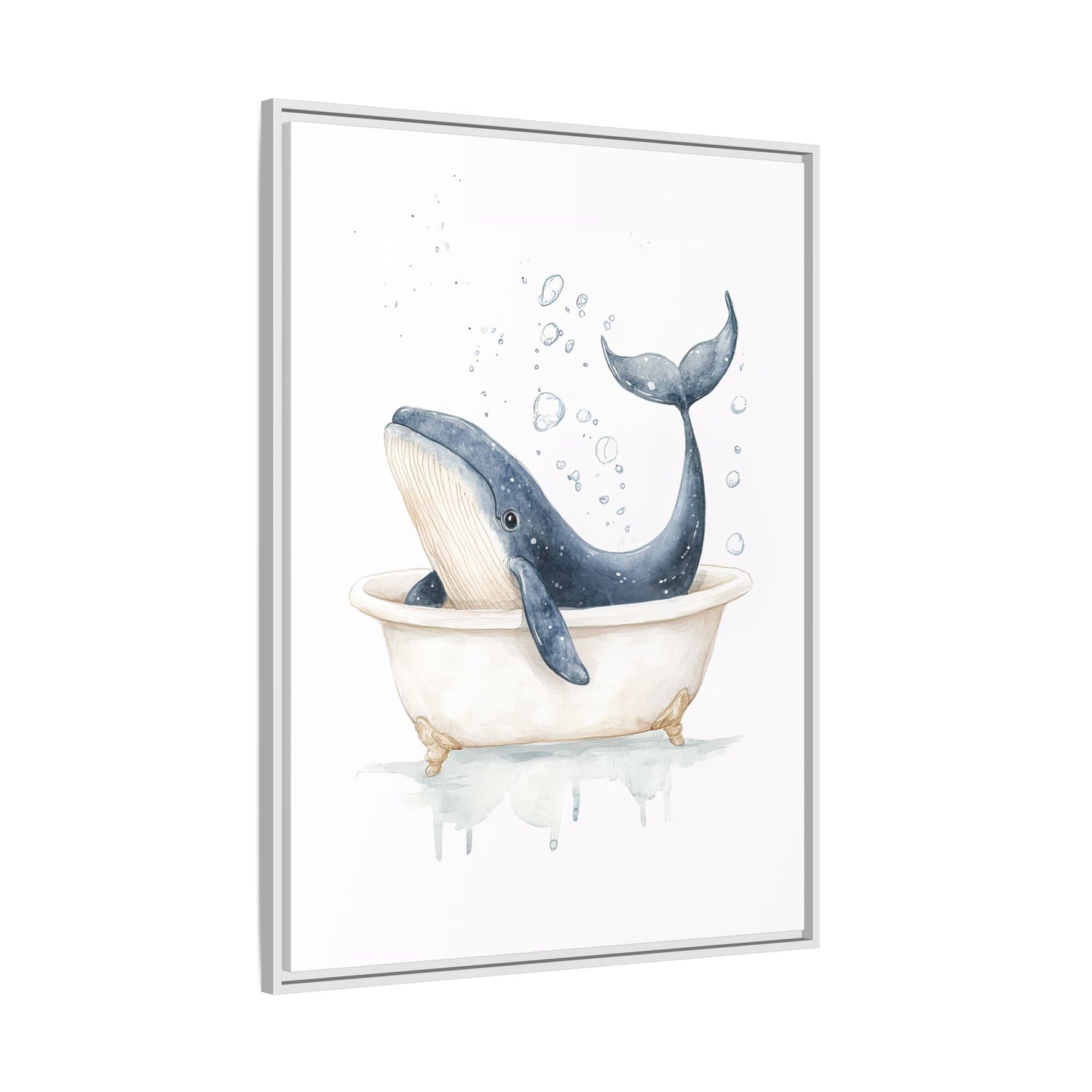 Framed Canvas - Whale Tub Bubble Splash