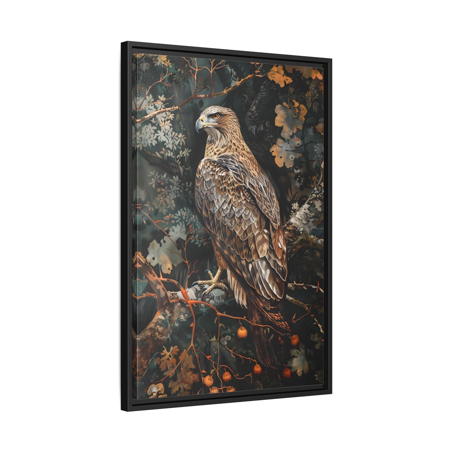 Framed Canvas - Majestic Hawk in Autumn
