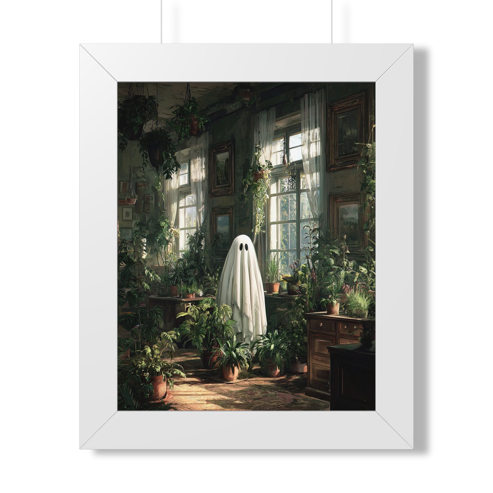 Framed Paper Print - Ghost Among Houseplants