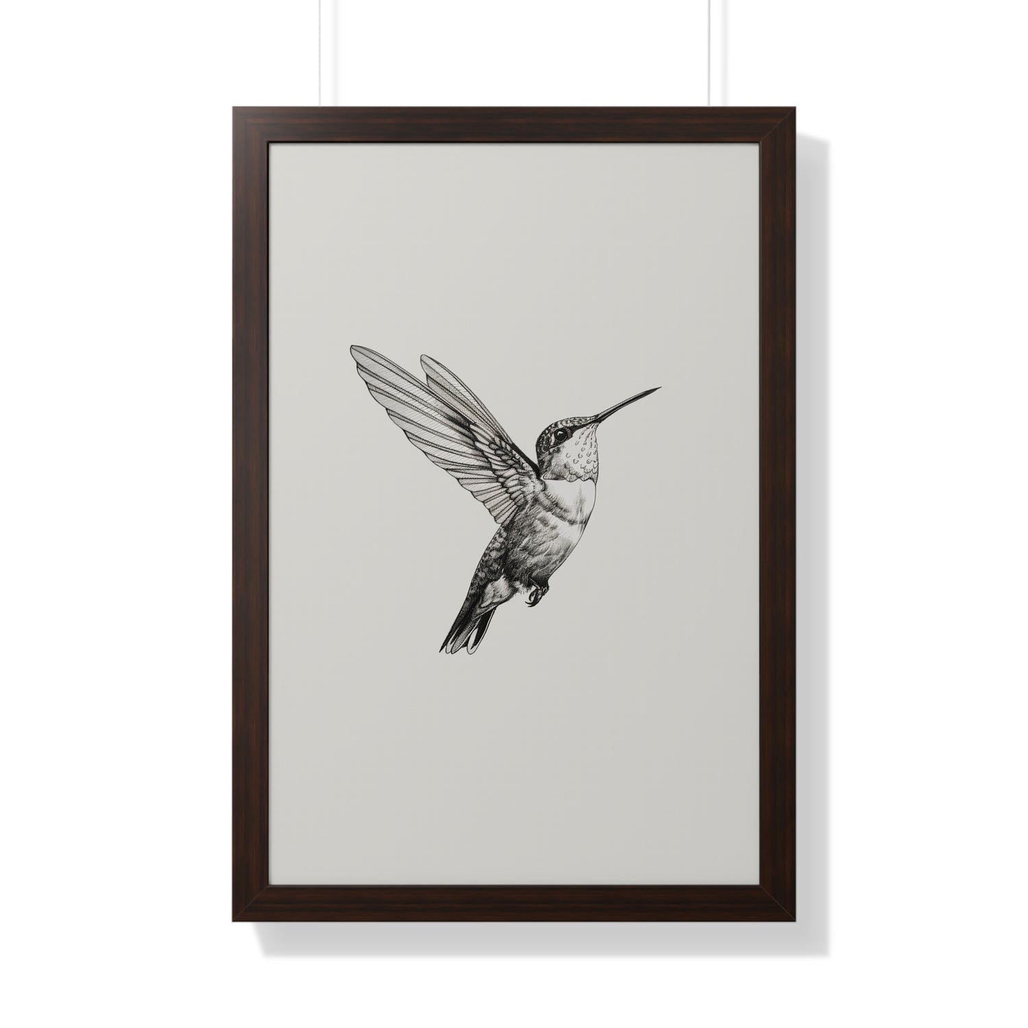 Framed Paper Print - Flying Hummingbird Line Study