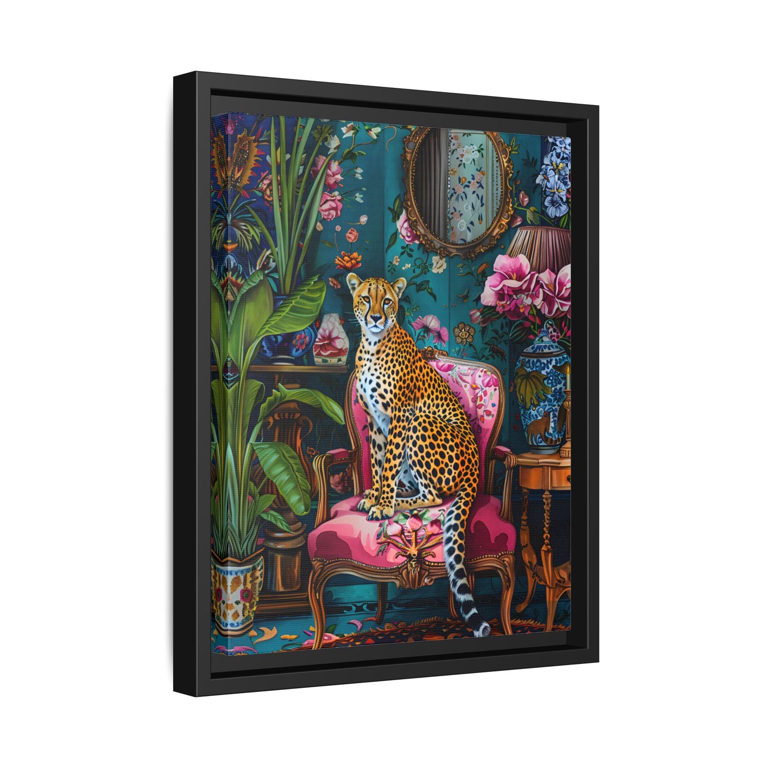 Framed Canvas - Regal Cheetah Reverie