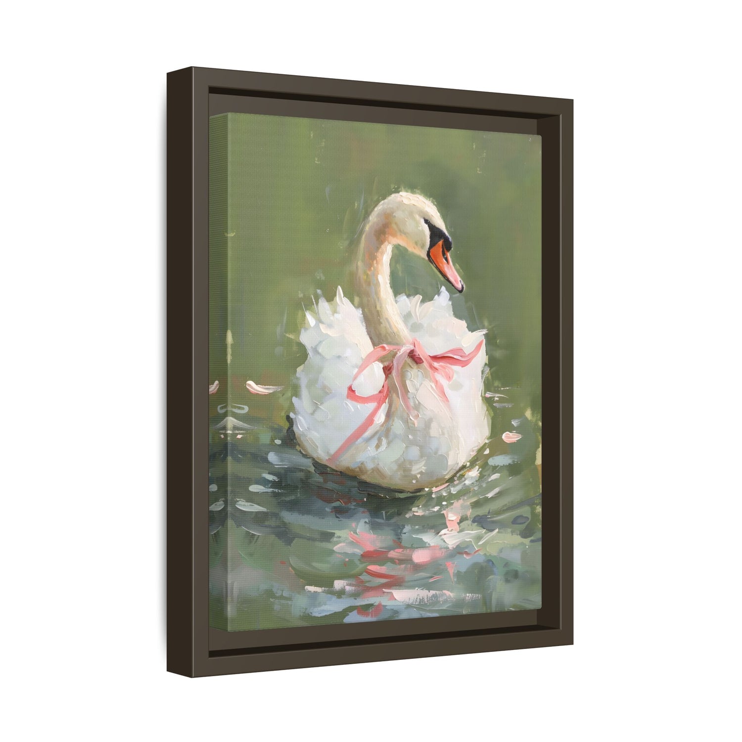 Framed Canvas - Ballet Swan in Pink Bow