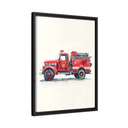 Framed Canvas - Vintage Firetruck Nursery