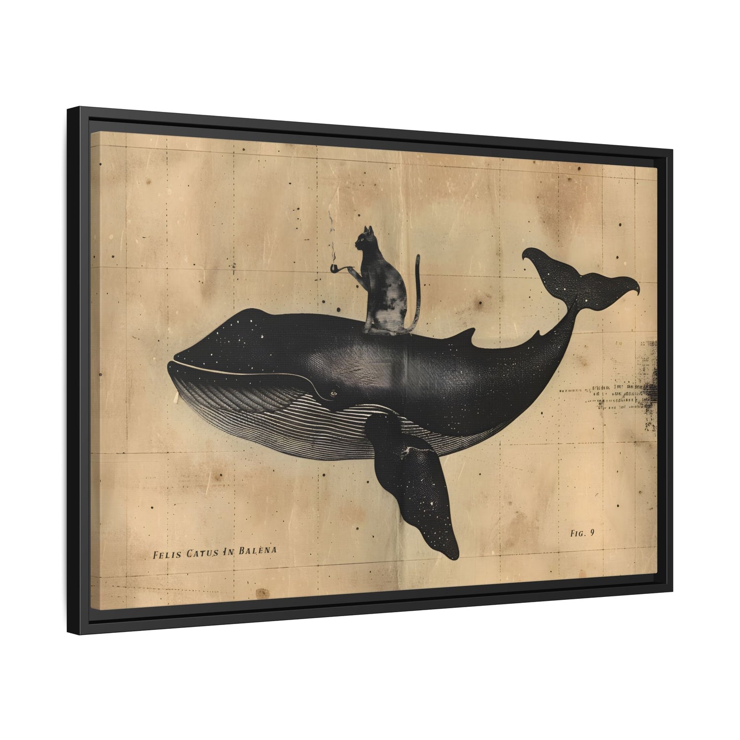 Framed Canvas - Cat Rides Whale Theory