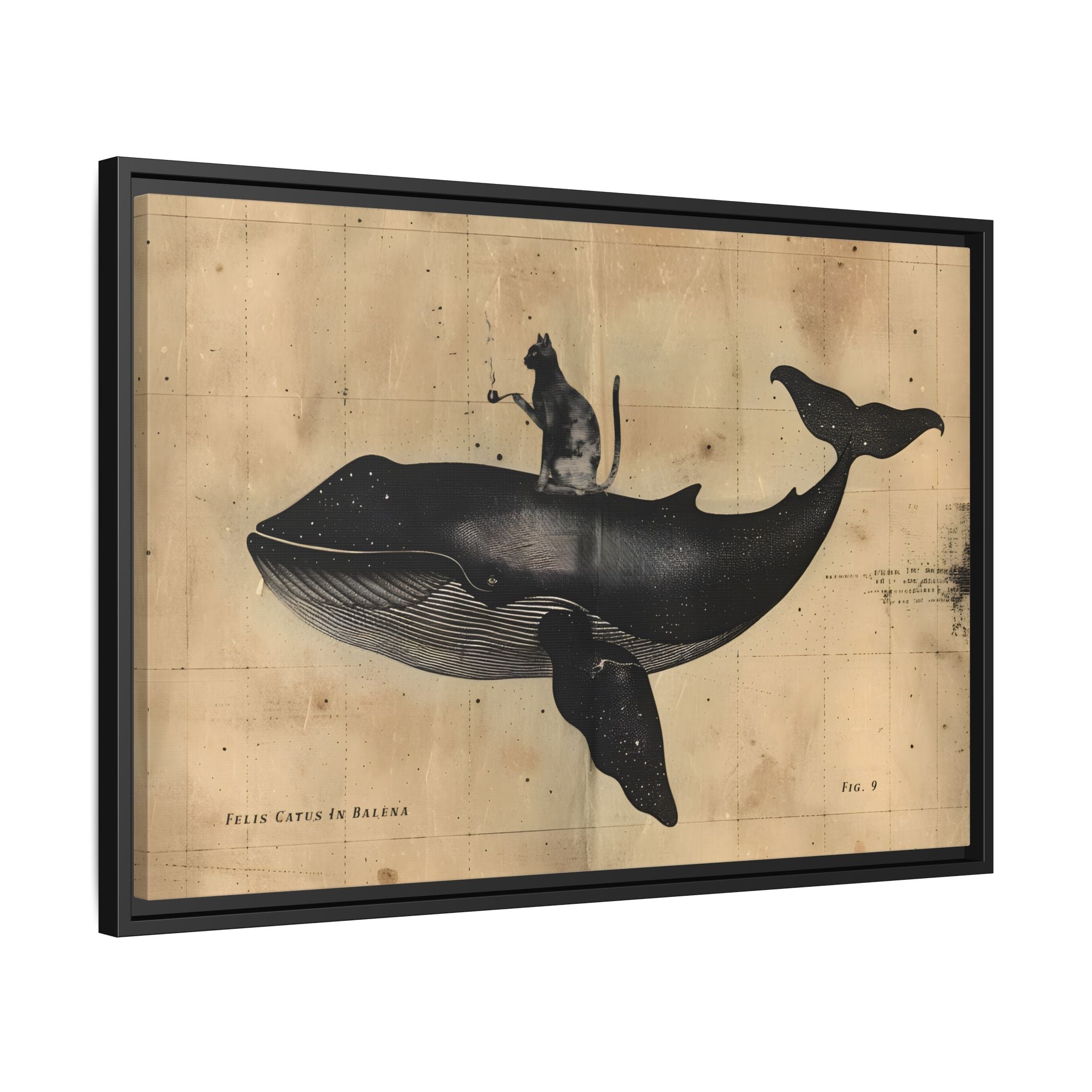 Framed Canvas - Cat Rides Whale Theory