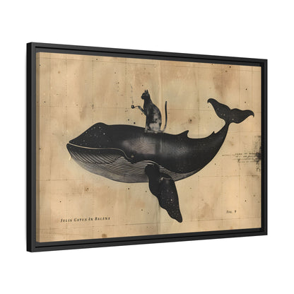 Framed Canvas - Cat Rides Whale Theory