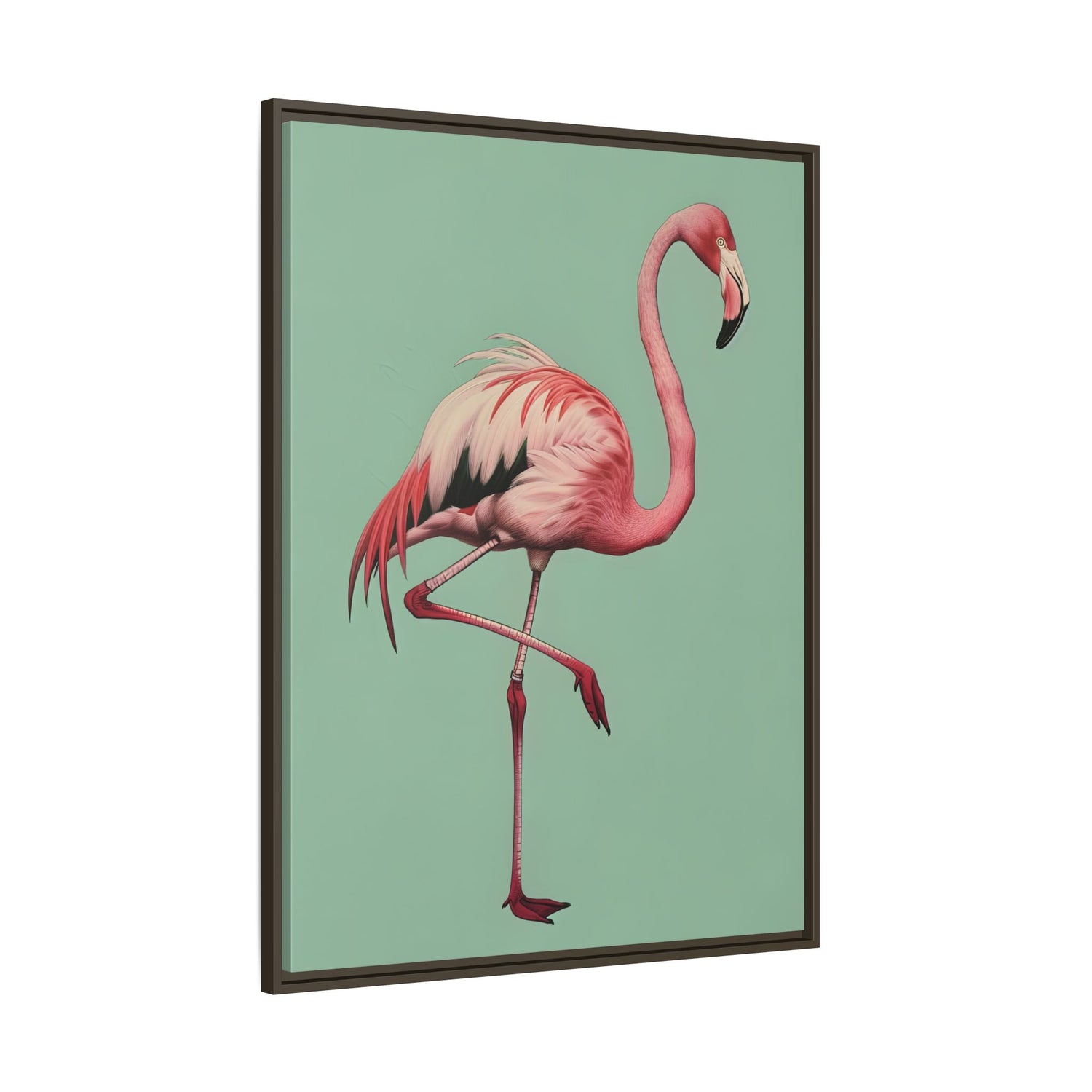 Framed Canvas - Pink Flamingo Tropical