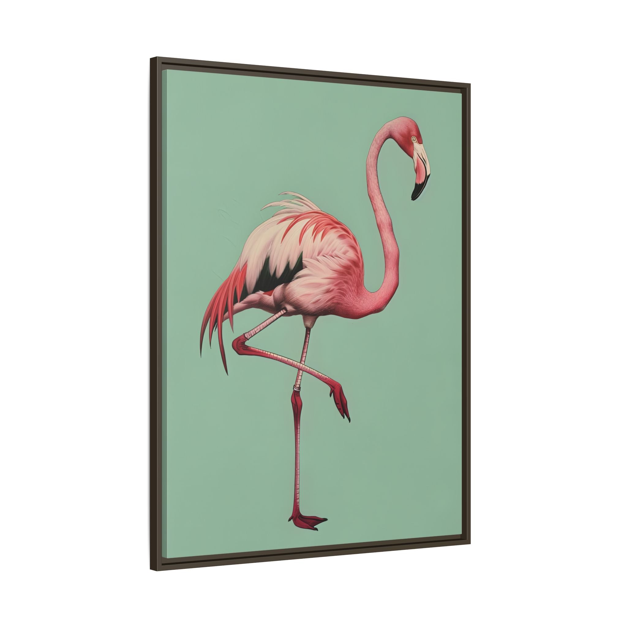 Framed Canvas - Pink Flamingo Tropical