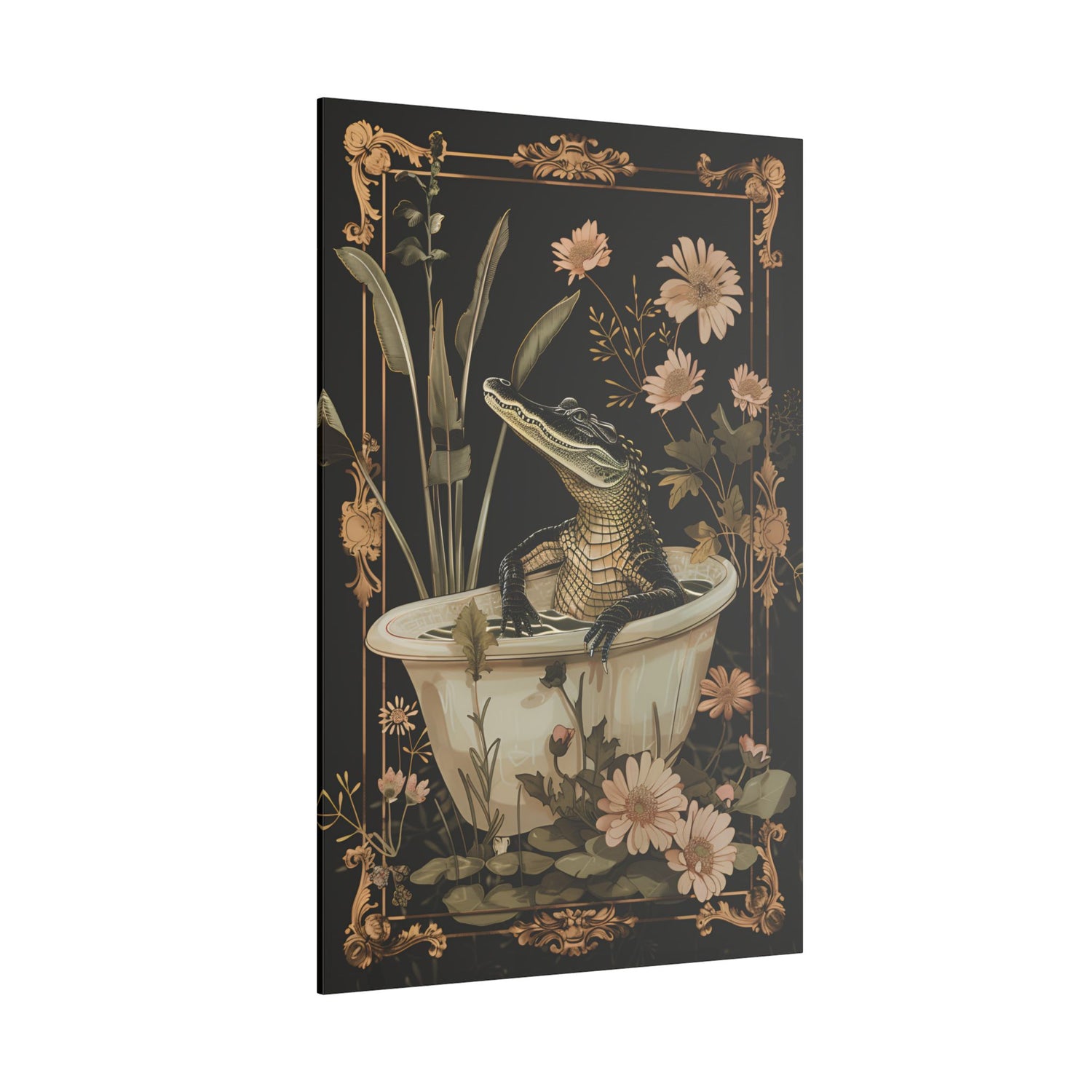 .75&quot; Matte Canvas - Crocodile in Bloom Bath Bliss