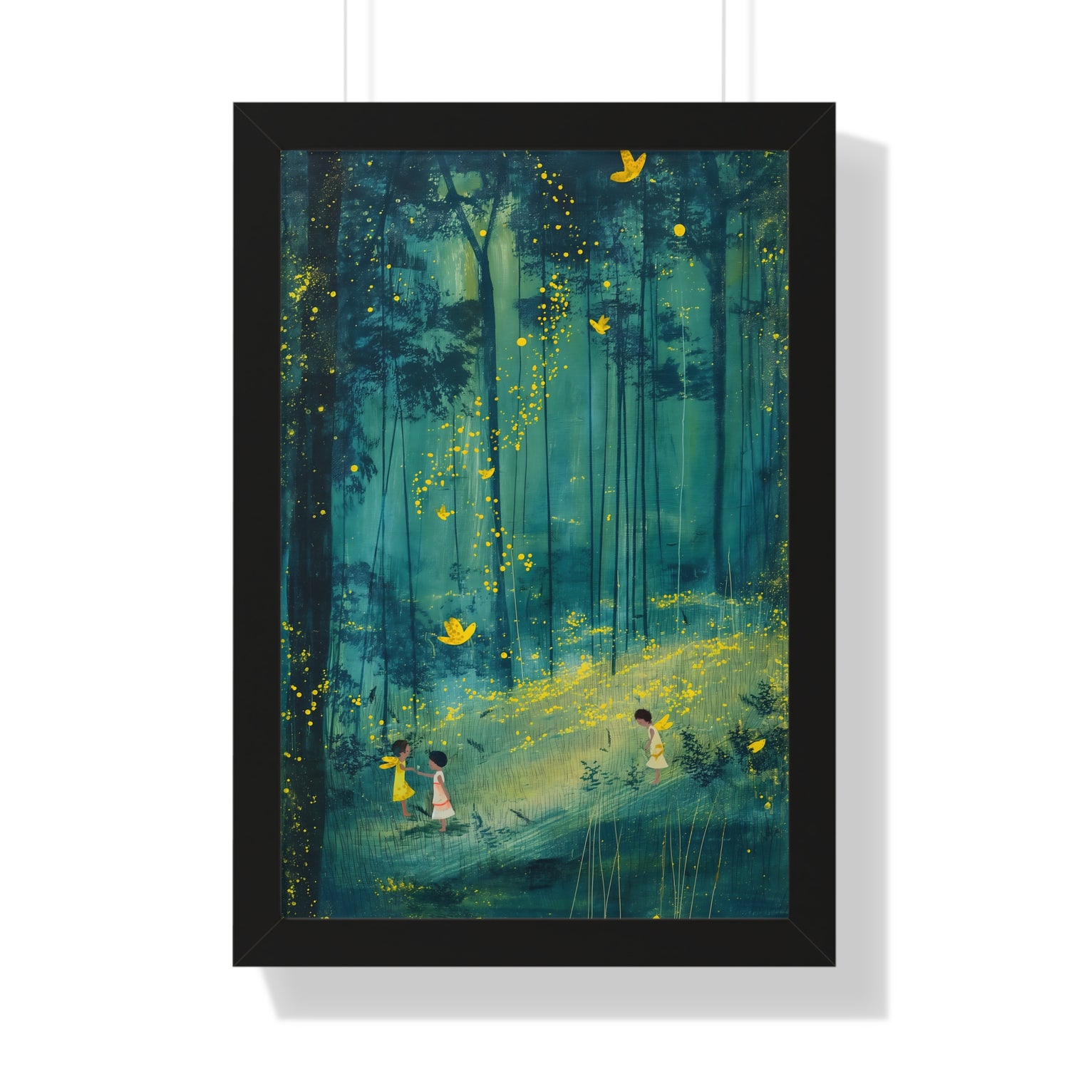 Framed Paper Print - Enchanted Firefly Forest