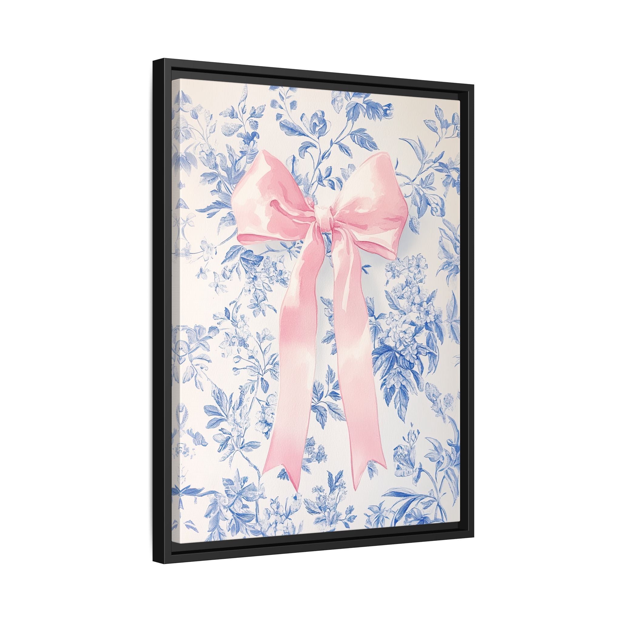 Framed Canvas - Pink Bow Floralscape