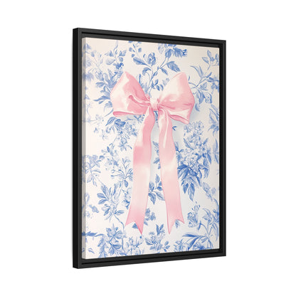 Framed Canvas - Pink Bow Floralscape