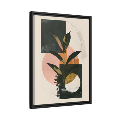 Framed Canvas - Blush Geometry Leafscape