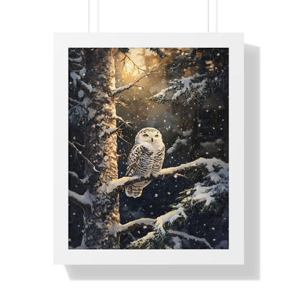 Framed Paper Print - Silent Gaze Snow Owl