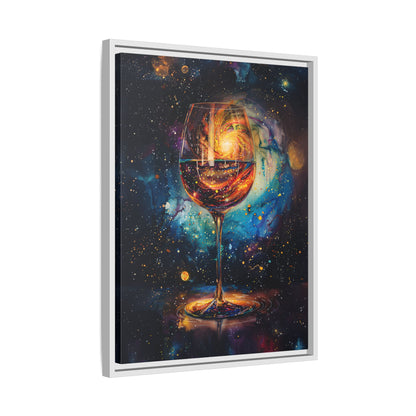 Framed Canvas - Cosmic Swirl in Wine Glass