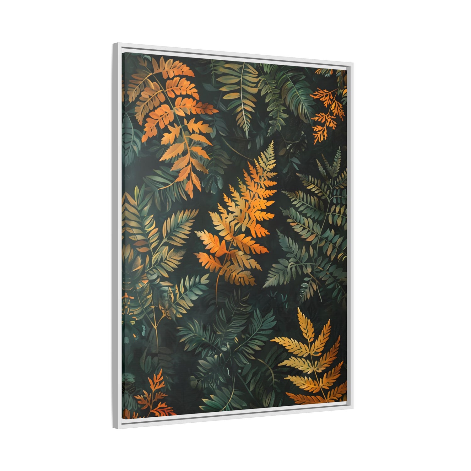 Framed Canvas - Golden Fern Elegance