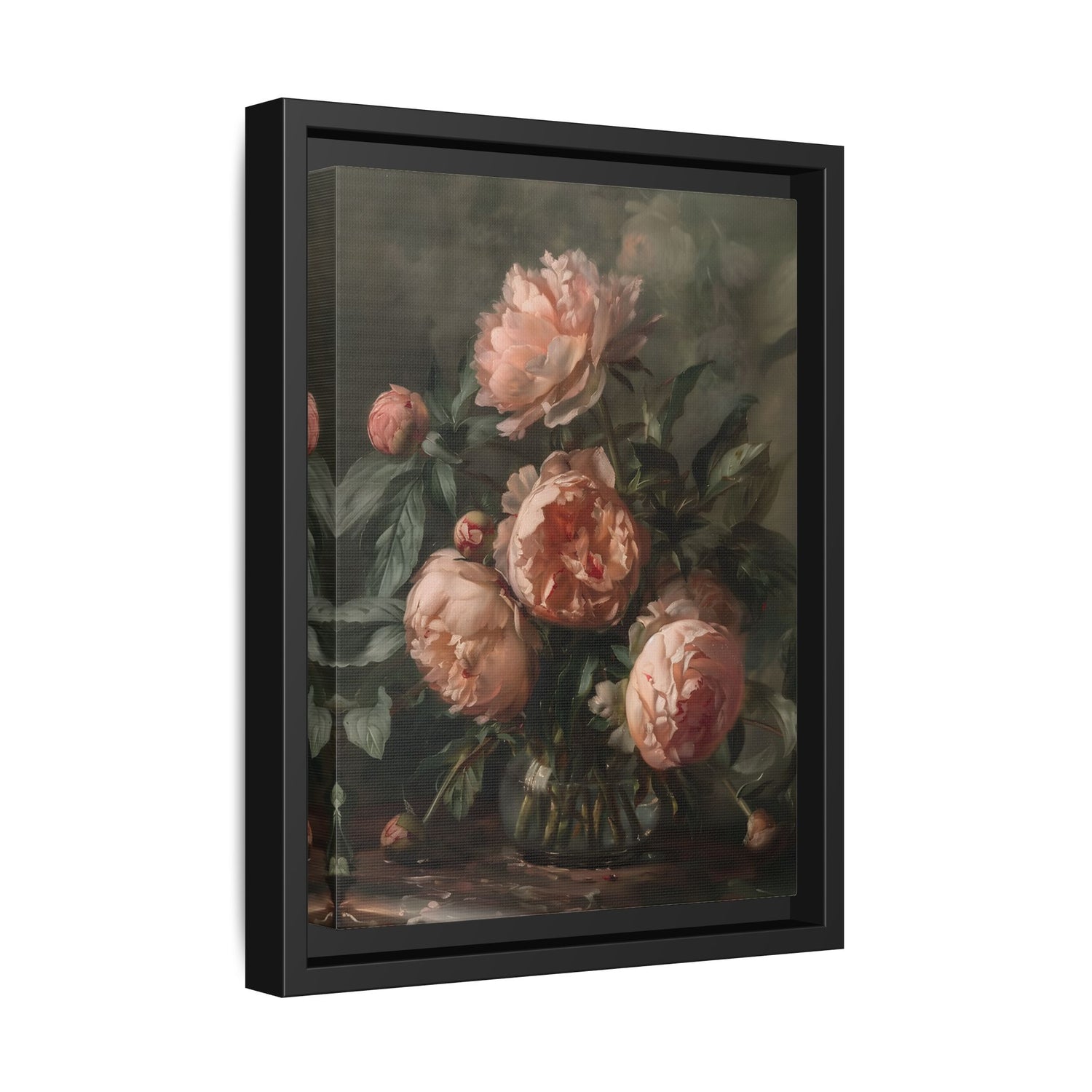 Framed Canvas - Vintage Blush Peony Bouquet