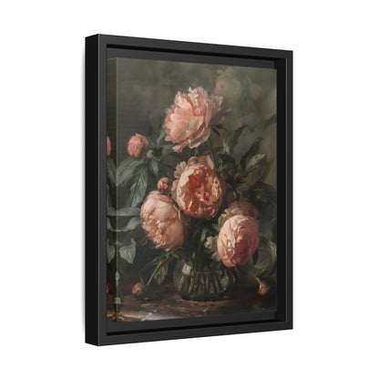 Framed Canvas - Vintage Blush Peony Bouquet