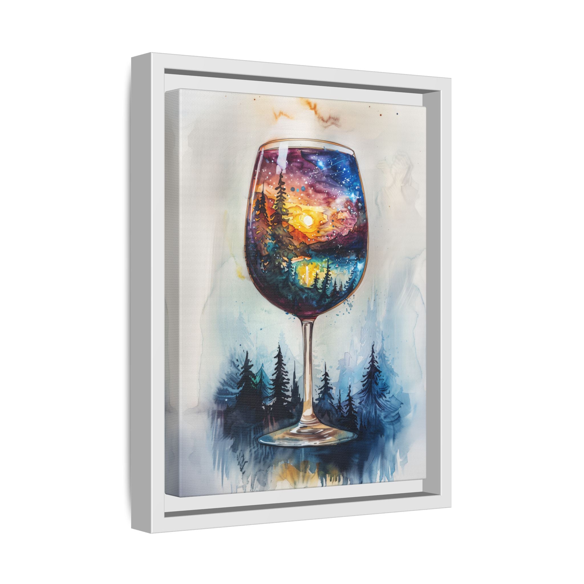 Framed Canvas - Galaxy Within the Wine Glass